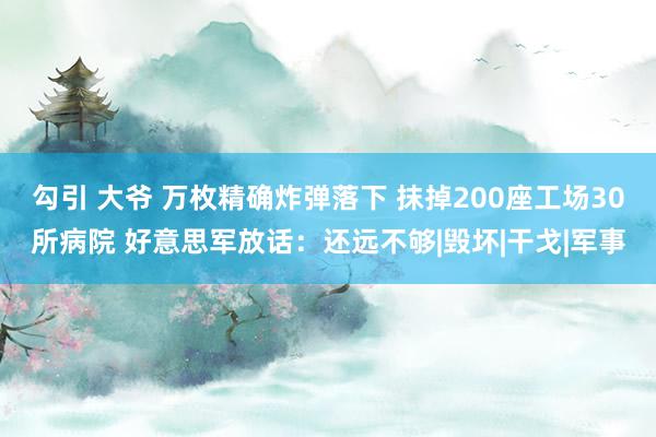 勾引 大爷 万枚精确炸弹落下 抹掉200座工场30所病院 好意思军放话：还远不够|毁坏|干戈|军事